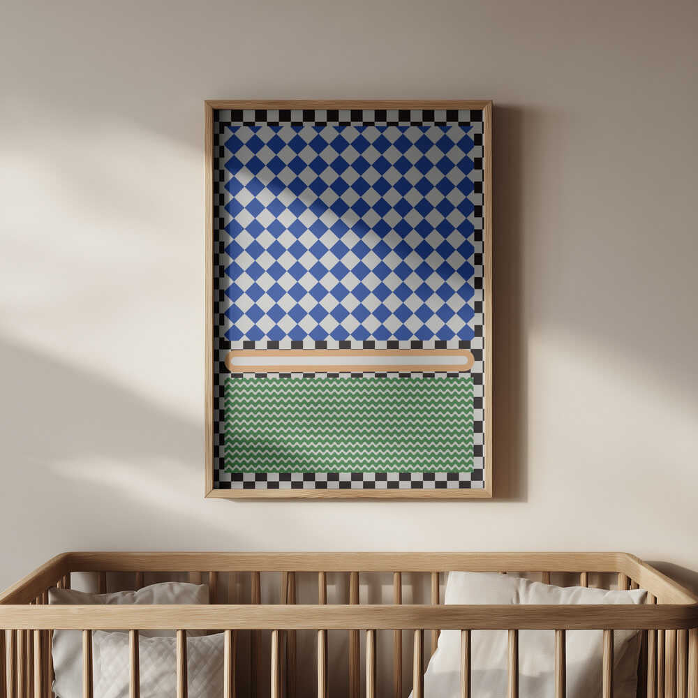 Geometric Blue And White Poster