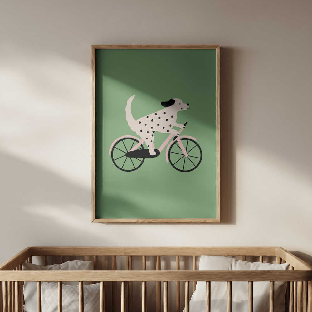 Dog Riding a Bicycle Poster