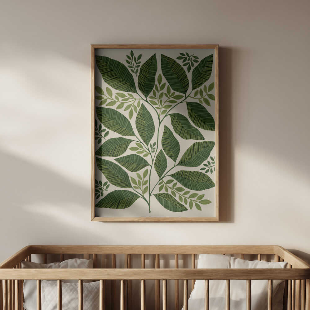 Striped Leaves Branch Poster